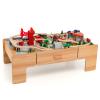 CHEFJOY Train Table, 100-Piece Wooden Kids Activity Table with Storage Drawer, Tracks, Trains, Cars, Train Track Set with Reversible Tabletop, Train Table Set for Toddlers 3-5, Gift for Boys Girls view 1