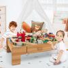 CHEFJOY Train Table, 100-Piece Wooden Kids Activity Table with Storage Drawer, Tracks, Trains, Cars, Train Track Set with Reversible Tabletop, Train Table Set for Toddlers 3-5, Gift for Boys Girls view 2
