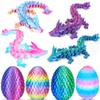 Ivrmtal 4PCS 3D Printed Dragon Eggs with Dragon Inside, 3D Printing Animals Fidget Dragon Toys for Kids & Adults Articulated Crystal Dinosaur Eggs Easter Basket Stuffers Easter Eggs for Kids view 1