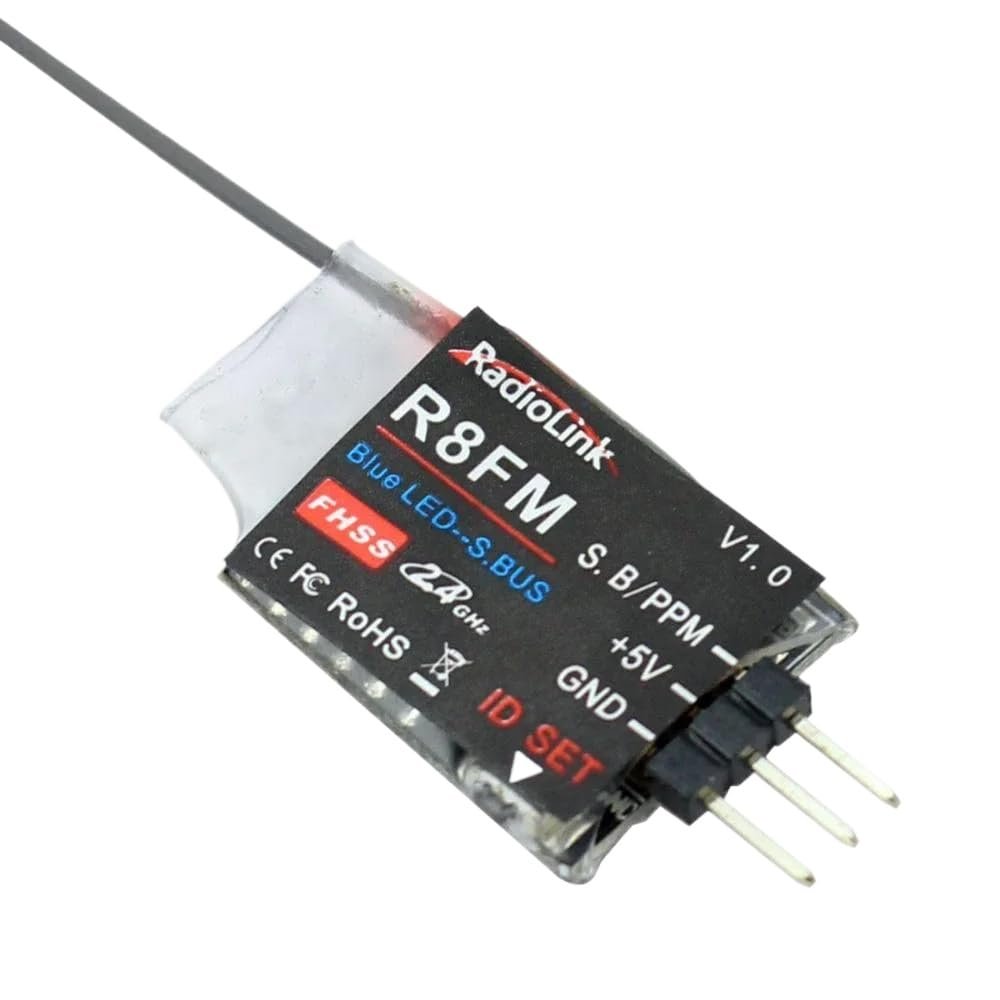 CUIPPWRJ R8FM 2.4G 8 Channel Receiver FHSS Compatible with Radiolink T8FB Support S-Bus PPM(2PCS)