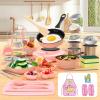 Gotoofun Kid Cooking Sets Real Mini Kitchen, Food Making for Beginner Children 8 9 10 11 12 Boys Girls Cooking Educational Toys, Junior Easy Safe Montessori Tools Dishes Knife Set-Pink view 1