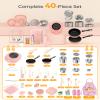 Gotoofun Kid Cooking Sets Real Mini Kitchen, Food Making for Beginner Children 8 9 10 11 12 Boys Girls Cooking Educational Toys, Junior Easy Safe Montessori Tools Dishes Knife Set-Pink view 3