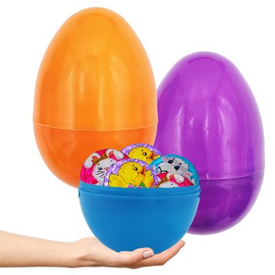 2-Count Massive Multicolor Fillable 8" Inch Easter Eggs Colorful Bright Plastic, Stands Upright, Perfect for Surprise, Easter Hunt, Assorted Colors, 8" Giant Fillable Eggs (2-Pack)