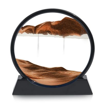 12-Inch Liquid Sand Art Motion Decor for Home Decor  Mesmerizing Desk Accessories with Anti-Slip Wooden Base  Elegant Black Frame and Colored Sand for Office Desk Accessories and Stress Relief