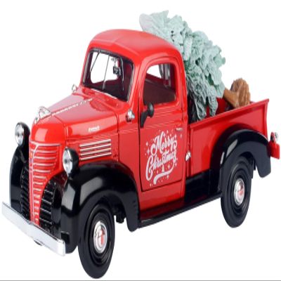 1941 Pickup Truck Red and Black Merry Christmas with Tree Accessory 1/24 Diecast Model Car 73278RBIXMT