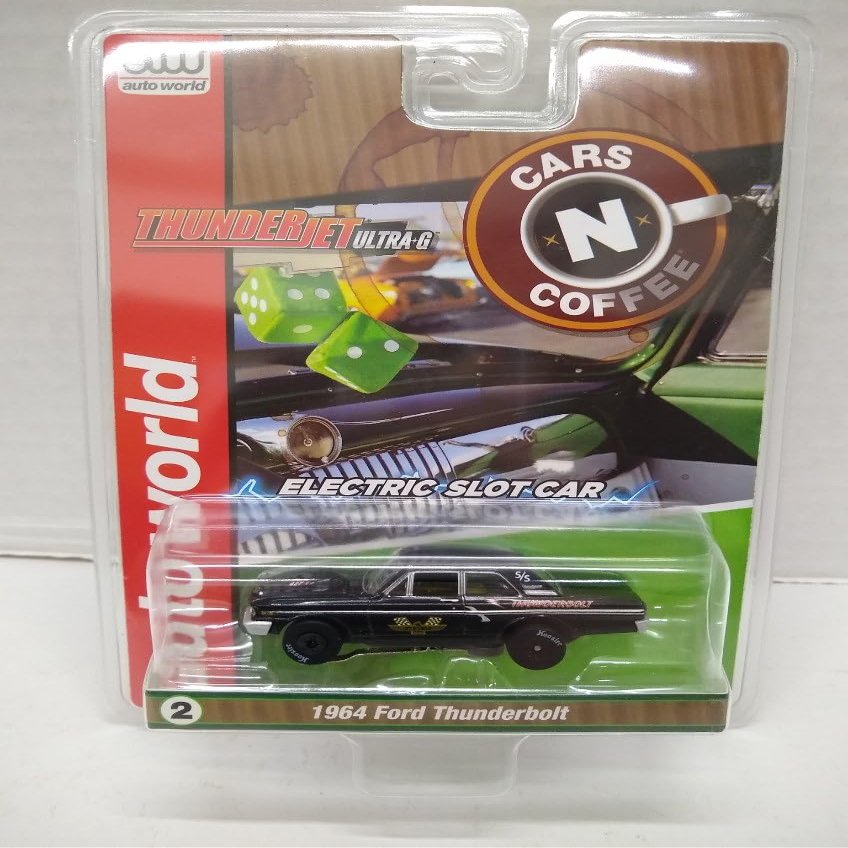 Auto World SC408-2A Cars N Coffee 1964 Thunderbolt HO Scale Electric Slot Car - Black w/Graphics