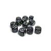 Black Opaque D6 Dice with Green Pips 16mm (5/8in) Pack of 12 Dice Chessex view 1