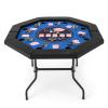 GOFLAME 48 Foldable Poker 8 Players, Blackjack Texas Holdem with Padded Rails, Cup Holders, Folding Legs, Octagon Poker Card Board Game Table for Family Game Casino, Blue+Black view 1