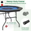 GOFLAME 48 Foldable Poker 8 Players, Blackjack Texas Holdem with Padded Rails, Cup Holders, Folding Legs, Octagon Poker Card Board Game Table for Family Game Casino, Blue+Black view 4