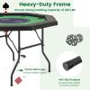 GOFLAME 48 Foldable Poker Table for 8 Players, Blackjack Texas Holdem Table with Padded Rails, Cup Holders, Folding Legs, Octagon Poker Card Board Game Table for Family Game Casino, Green view 4