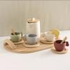 Wooden Tea Set with 4 Cups, Serving Tray, and Storage Container, Multicolor view 1