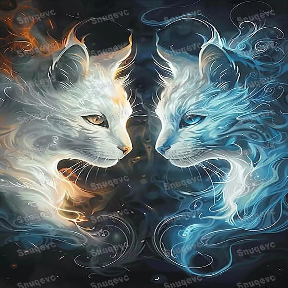 1000 Piece Fantasy Cat Wooden Jigsaw Puzzle, Challenging and Fun Activity - Interesting and Warm Art Adult Puzzles - Modern Home Decor Ideal Gifts (30x20inch)