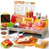 Lalalark Toss 'n Toast Sandwich Restaurant Playset for Kids, 40+ Pieces Pretend Food with Interactive Magic Slicer & Panini Press, Role Play Toys for Kids Boys Girls 3+ Years Old Easter Birthday Gifts view 1