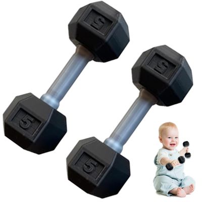 2 Pcs Dumbbells for Baby Mini 1.8x4.7 In Silicone Hand Weight Lifting Set for Fitness Exercise Funny Sport Toys for Toddlers (Black)