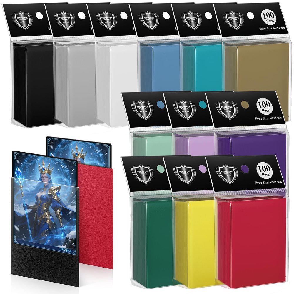 1200 Pack Card Sleeves, Matte Dual Trading Card Sleeves with Opaque Back & Smooth Shuffle, Tear Resistant Card Protectors for MTG, TCG and Game Cards (12 Colors)