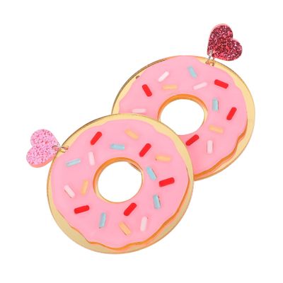 Earrings,1 Pair Donut Earrings Ear Clips Earrings Ladies Earrings Fashion Earrings Cute Earrings for Women Earrings for Teen Earrings Trendy Ear Jewelries Trendy Earrings Acrylic Rosy
