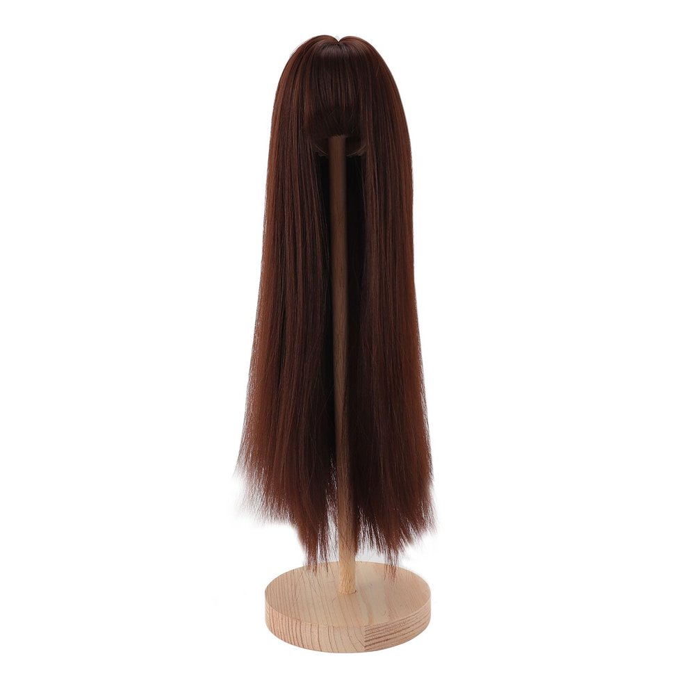 1/4 BJD Doll Wig for 7 to 8in Doll, Soft Comfortable SD BJD Doll Hair Wigs High Temperature Silk Long Straight Ball Jointed Doll Wig with Bangs (Dark Brown)