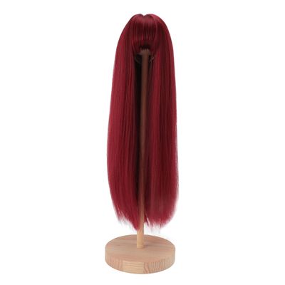 1/4 BJD Doll Wig for 7 to 8in Doll, Soft Comfortable SD BJD Doll Hair Wigs High Temperature Silk Long Straight Ball Jointed Doll Wig with Bangs (Burgundy)