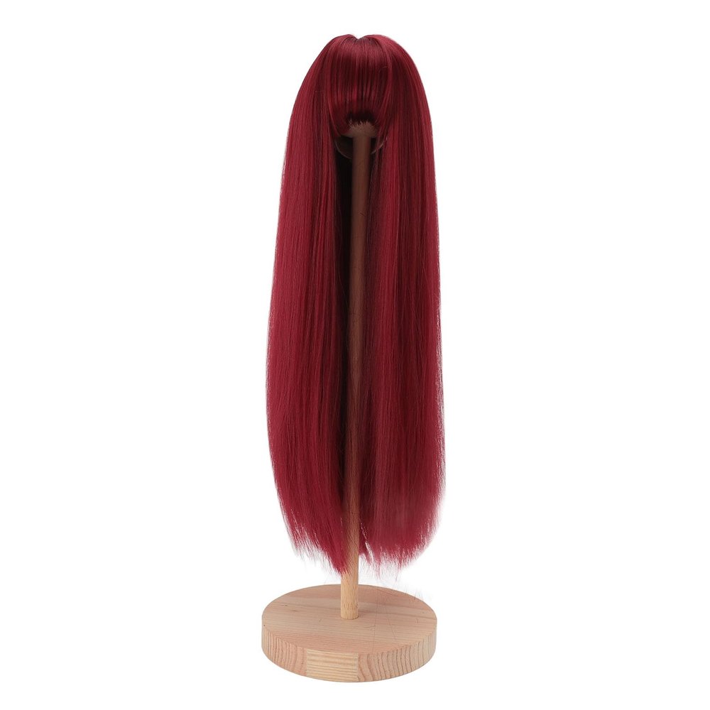1/4 BJD Doll Wig for 7 to 8in Doll, Soft Comfortable SD BJD Doll Hair Wigs High Temperature Silk Long Straight Ball Jointed Doll Wig with Bangs (Burgundy)