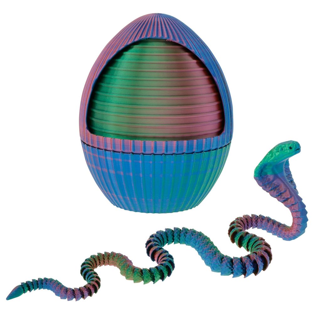 3D Printed Snake,Snake Eggs w Snake Inside,Cute Rotary Gear Eggs Crystal Snake Toys,3D Printed Animals Toys,Articulated in Egg,Home Decor Executive Desk Toys for Autism/ADHD (Blue)