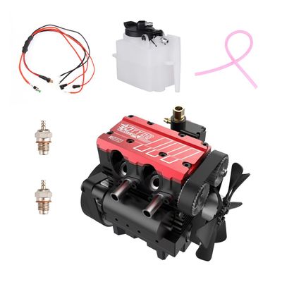 OBIOCKIDAY Mini Engine Kit That Runs, OTTO Motor FS-L200AC Engine Model Kit Inline Double-Cylinder Four-Stroke Air-Cooled Metal DIY Assembly L2 Engine Set, Decor Gift for Adults