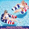 2 Pack Inflatable Pool Floats Chair Adults, American Flag Pool Lounge Chair with Cup Holders & Backrest, Blow Up Patriotic Swimming Floating Water Pool Floaties for 4th of July Party Summer Beach Lake view 4