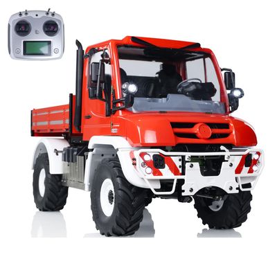 wheelfun 1/10 Metal Bucket RC Off-Road Vehicles U423 4x4 Remote Control Crawler Car Model 2-Speed Transmission Differential-Lock Axles Light Sound Hobby Grade Model(Orange Red White)