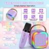 Mini Karaoke Machine with 2 Mics, Wireless Microphones for Kids Adults Toddler with LED Party Lights, Kids Microphone Christmas Birthday Gift for Girls Toys 4, 5, 6, 7, 8, 10 12+ Years Old Purple view 3