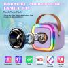 Mini Karaoke Machine with 2 Mics, Wireless Microphones for Kids Adults Toddler with LED Party Lights, Kids Microphone Christmas Birthday Gift for Girls Toys 4, 5, 6, 7, 8, 10 12+ Years Old Purple view 4