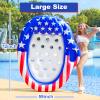 72"x59" Patriotic Pool Lounger Float with Detachable Headrest, Double Snack & Drink Holders Extra Large Oval Inflatable Pool Float for Adults, 4th of July Party, Pool, Lake view 2