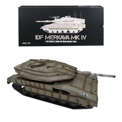 BrickCraftWorks RC Military Tank That Shoot, 1/16 Israel Merkava-IV 2.4G RC Infrared Combat Tank Military Vehicle Model with Sound and Light Effects