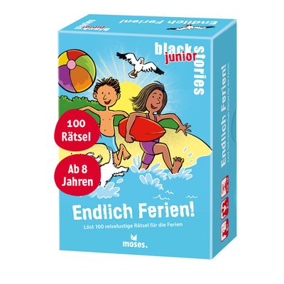 moses. Black Stories Junior  Endlich Ferien! XXL Puzzle Fun with 100 Travel Puzzles for Children from 8 Years, 100 Cards with Children's Puzzles for an Exciting Holiday Season