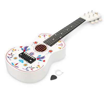 Childrens White Wooden Guitar by Marmelada Musica - Mini Guitar for Kids, Toddler Instrument Ages 3-5, Acoustic Instrument for Kids, Beginner Guitars for Kid Ideal Toy Guitars for Kid Ages 5-9, White