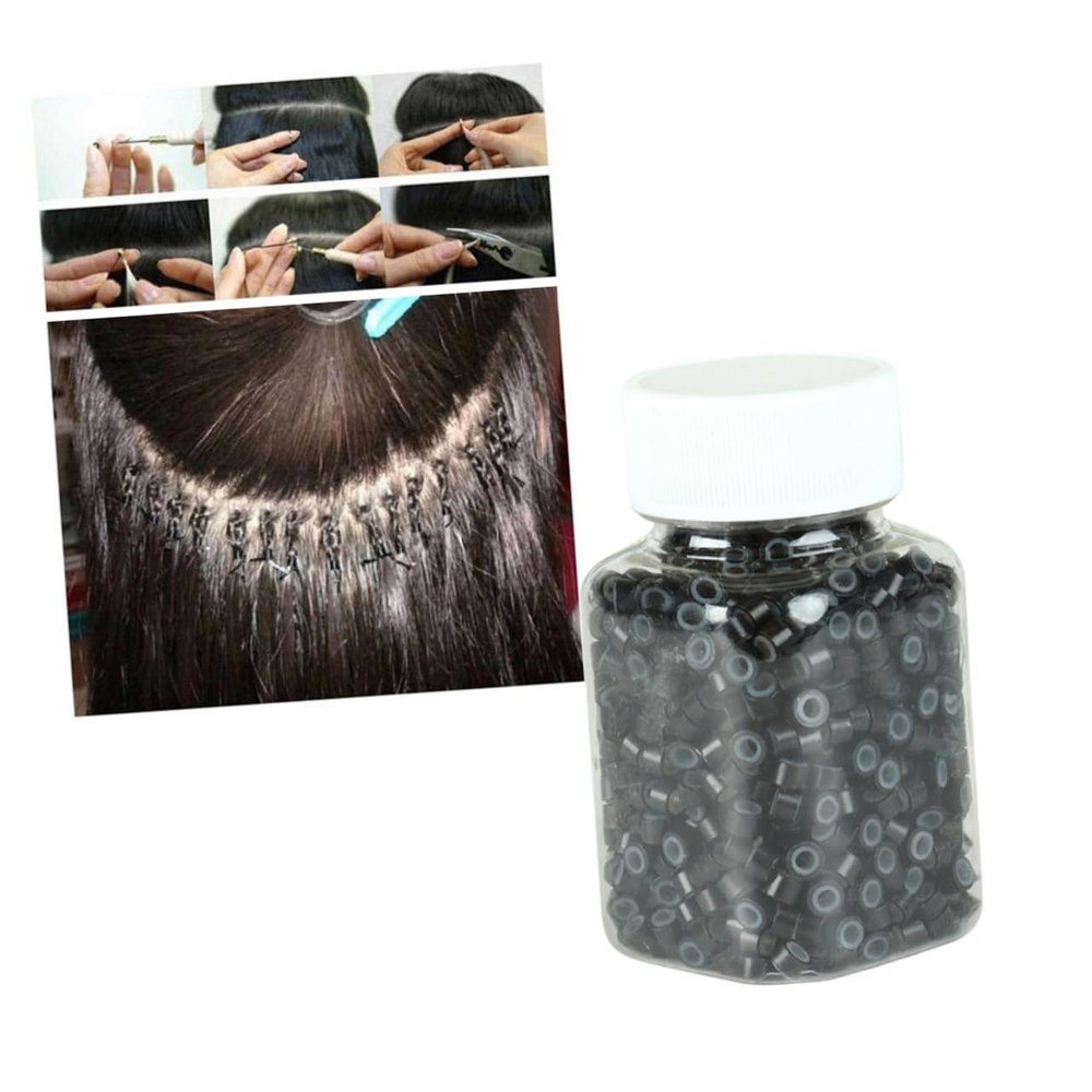 500pcs Silicone Hair Extension Rings for Braids, Black Halloween