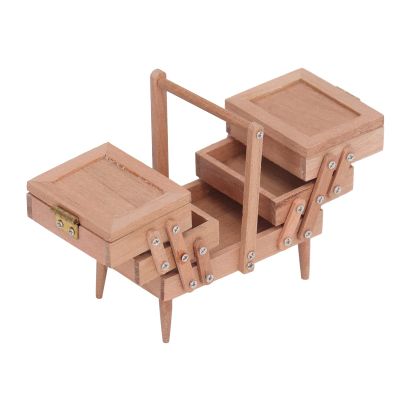 1:12 Scale Dollhouse Sewing Box Set, Miniature Sewing Thread Scissors, Dollhouse Decoration Accessories