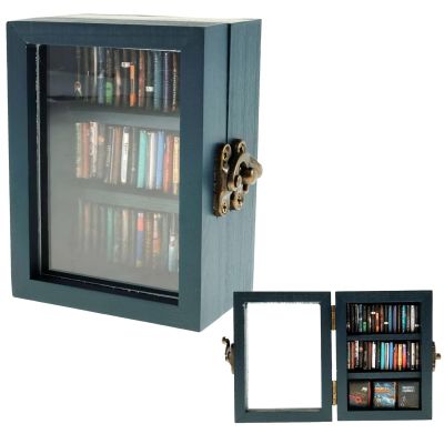 CHANGLKJ Pocket Anxiety Bookshelf, Wooden Tiny Book Library, Stress Reliever Miniature Bookshelf Decoration with 60 Miniature Book Models, Sturdy Odorless, Shake Away Your Anxiety, for Gift, Decor