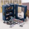 CHANGLKJ Pocket Anxiety Bookshelf, Wooden Tiny Book Library, Stress Reliever Miniature Bookshelf Decoration with 60 Miniature Book Models, Sturdy Odorless, Shake Away Your Anxiety, for Gift, Decor view 2
