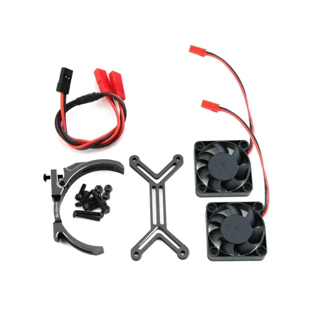 5687 56113 Motor Heat Sink Dual Cooling Fan Heatsink 56-58mm for 1/5 for Trax-xas for XMA-XX XRT for ARR-ma for Out-cast RC Car Upgrade Parts(Black)
