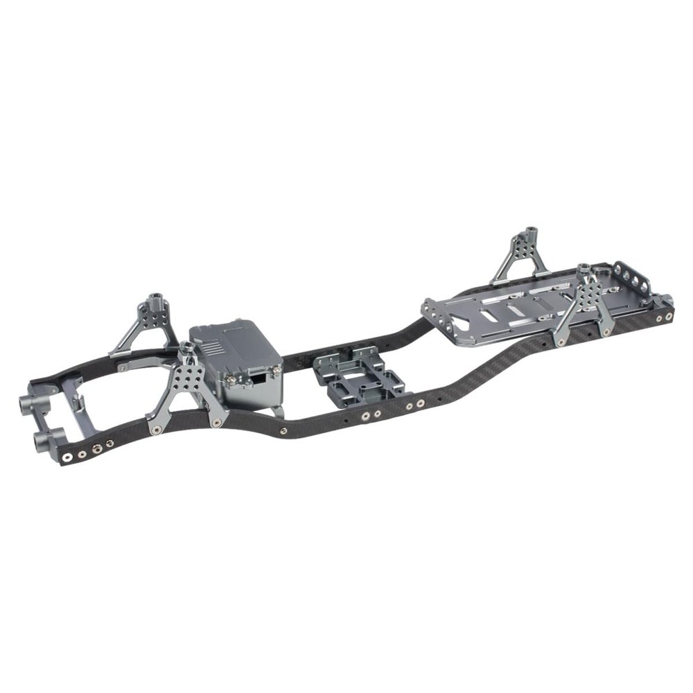 1/10 RC Crawler Carbon Fiber Girder 4.3mm CNC Metal Car Chassis Frame Body Kit for Axial SCX10 II Rock Off Road Truck Upgrade Parts (Gray)