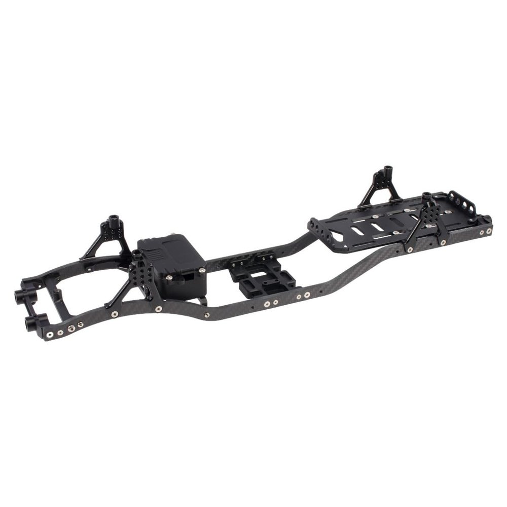 1/10 RC Crawler Carbon Fiber Girder 4.3mm CNC Metal Car Chassis Frame Body Kit for Axial SCX10 II Rock Off Road Truck Upgrade Parts (Black)