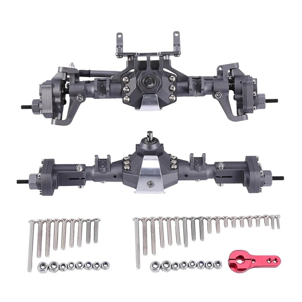 2pcs CNC Anodized Front and Rear Portal Axle for 1/10 RC Crawler Car Axial SCX10 II 90046 RC4WD D90 RGT 86100 for Re-dcat GEN8(Dark Grey)