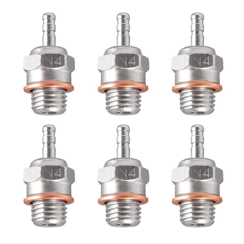 FGUwNU 2pcs 6pcs N3 N4#3#4 Hot Spark Plug Compatible with 1/8 1/10 RC Car Buggy Engines(6PCS N4)