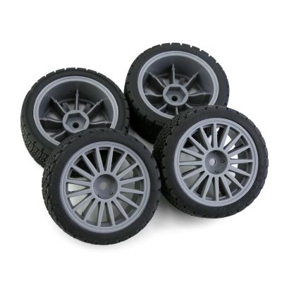 4pcs 67mm Rubber Tire Wheel Tyre for Tam-iya XV01 XV02 TT01 TT02 PTG-2 WRC for Hyundai i20 1/10 RC Rally Racing Car Upgrade Parts(Grey)