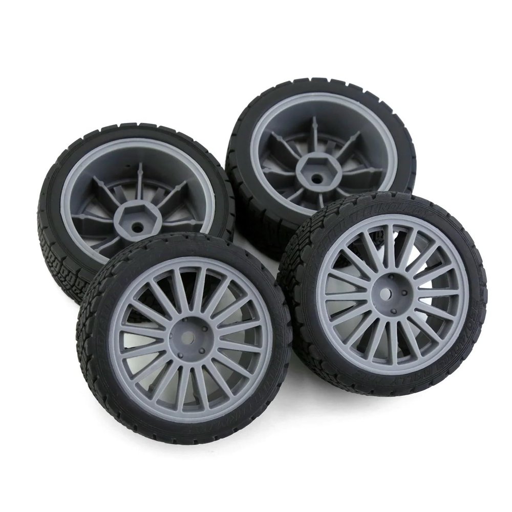 4pcs 67mm Rubber Tire Wheel Tyre for Tam-iya XV01 XV02 TT01 TT02 PTG-2 WRC for Hyundai i20 1/10 RC Rally Racing Car Upgrade Parts(Grey)