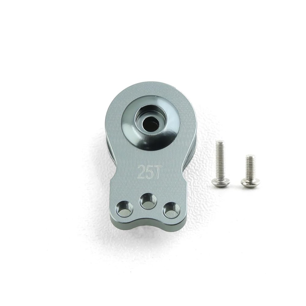 25T Metal Adjustable Damping Servo Arm Servo Horn for 1/10 RC Crawler Car for Trax-xas TRX4 TRX6 Axial SCX10 Upgrade Parts(Titanium)