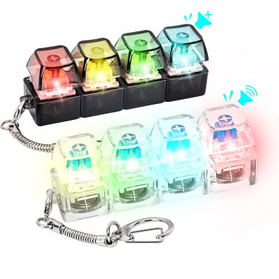 2 Pcs Keyboard Fidget Toy, Loud & Silent Fidget Keychain with LED Lights, Stress Relief Clicker Fidget Keyboard, Boost Focus and Calm Anxiety for Library Office Home