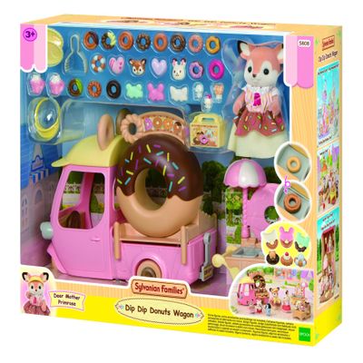 EPOCH Sylvanian Families 5808 Donut Cart Set 1 Figure + 30 Accessories Dive into The Sylvanian Family Miniature Figurines for Children Aged 3+