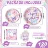 120PCS Butterfly Birthday Party Supplies Butterfly Themed Party Decorations for Girls Tableware Plates Napkins Party Supplies Serves 20 Guests view 2