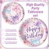 120PCS Butterfly Birthday Party Supplies Butterfly Themed Party Decorations for Girls Tableware Plates Napkins Party Supplies Serves 20 Guests view 4