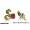 1Pair RC Boat Ship Assembly Positive Negative Propeller Dia 30mm Shaft Hole M3 3-Blade Brass Paddle with Hub Dia 6mm Props view 2